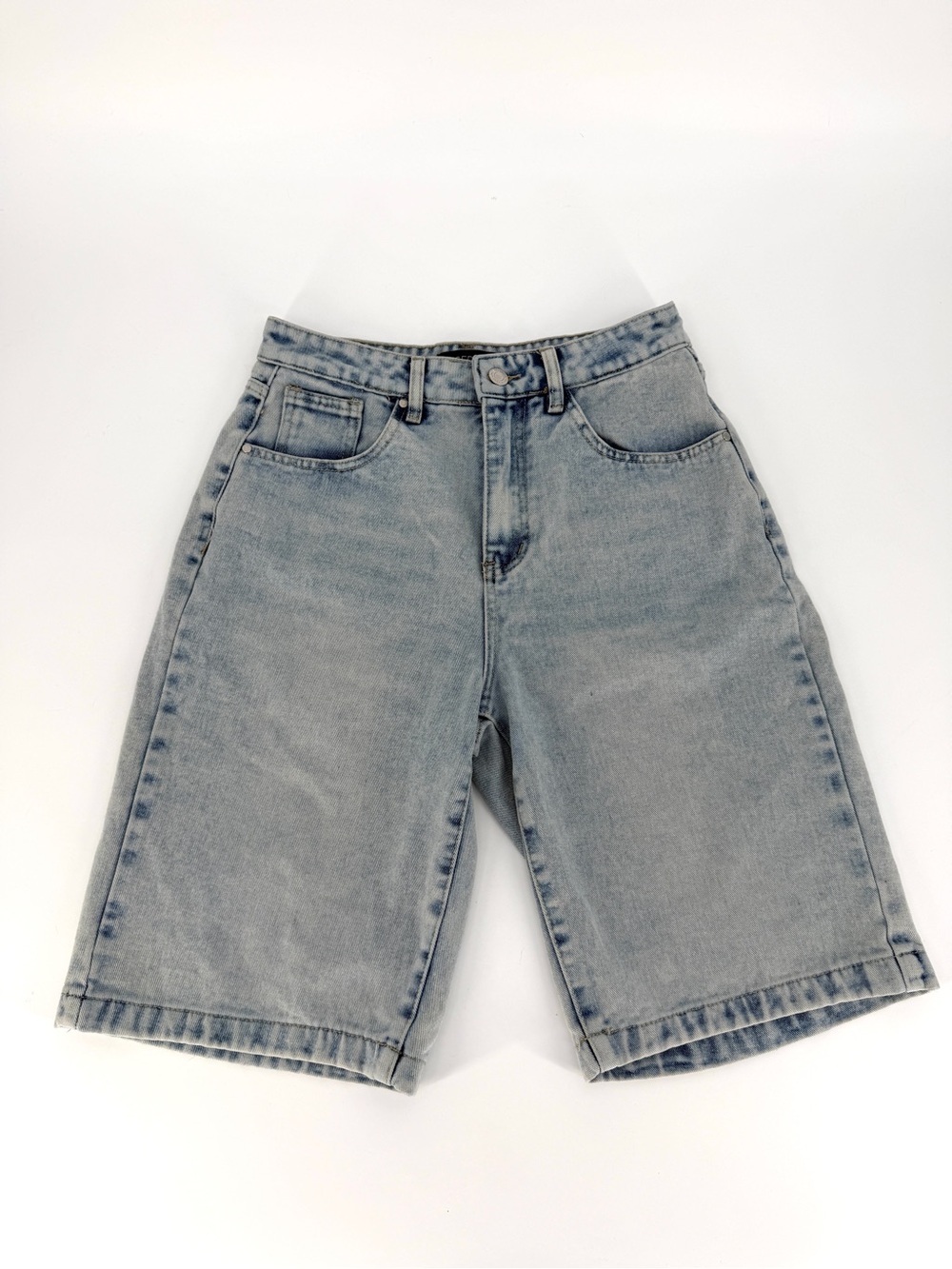 Y2K Baggy Bermuda Jorts Light Wash Denim Shorts Womens 90s Grunge Size 7